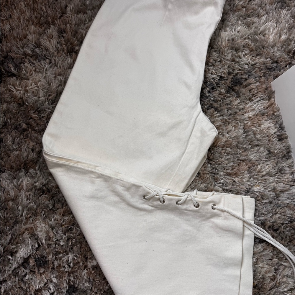 White Lace-Up Pants
